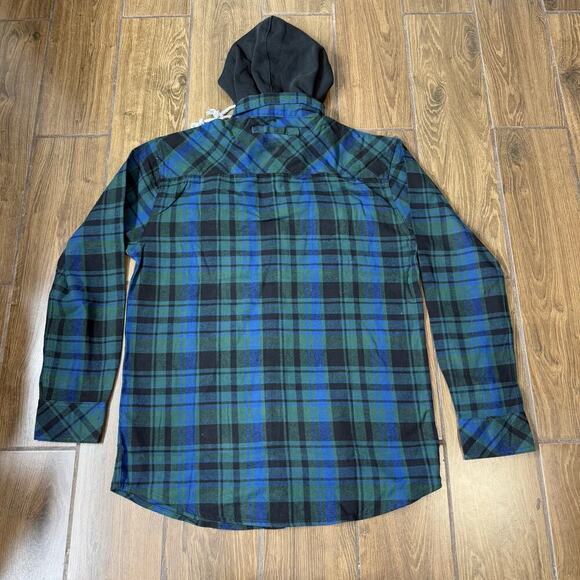 Gioberti Men's Removable Hoodie Plaid Checkered Flannel Button Down Shirt, M - Picture 2 of 5